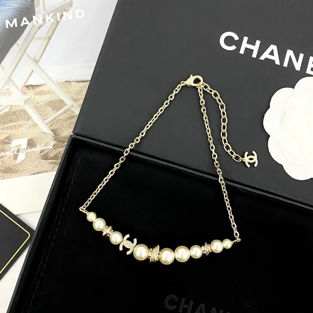 Chanel CC 珍珠项链 金色链条项链 5