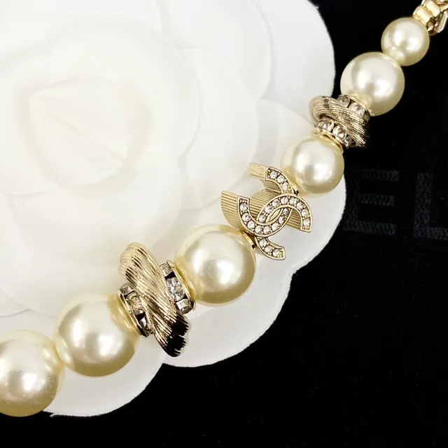 Chanel CC 珍珠项链 金色链条项链 7