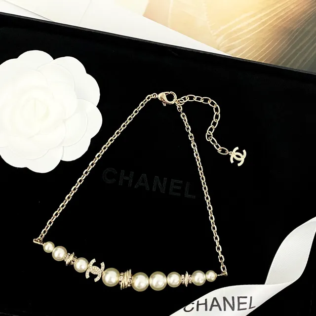 Chanel CC 珍珠项链 金色链条项链 8