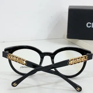 Chanel Chain Black Gold Glossy Acetate Branding Optical Glasses