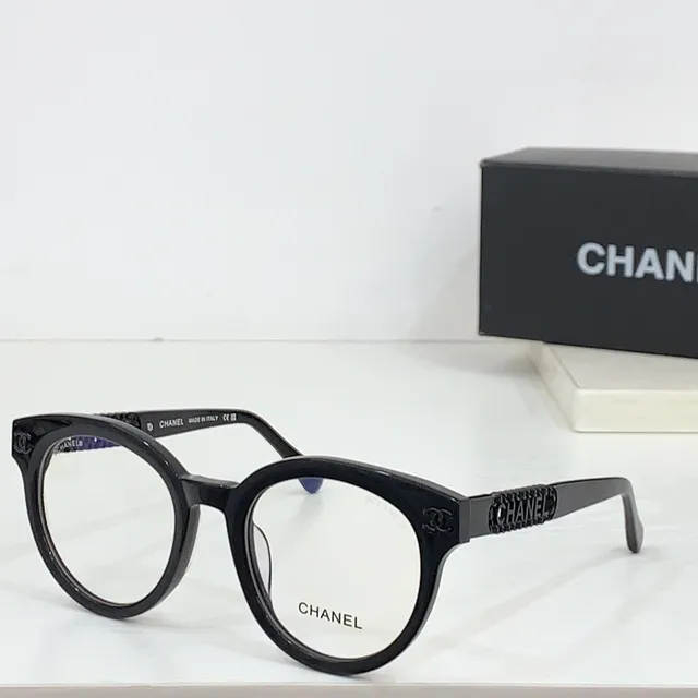 Chanel Chain Lunettes Optiques Noires Dorées Brillantes en Acétate avec Marques 4