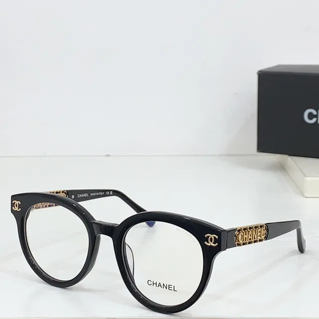 Chanel Chain Lunettes Optiques Noires Dorées Brillantes en Acétate avec Marques 5
