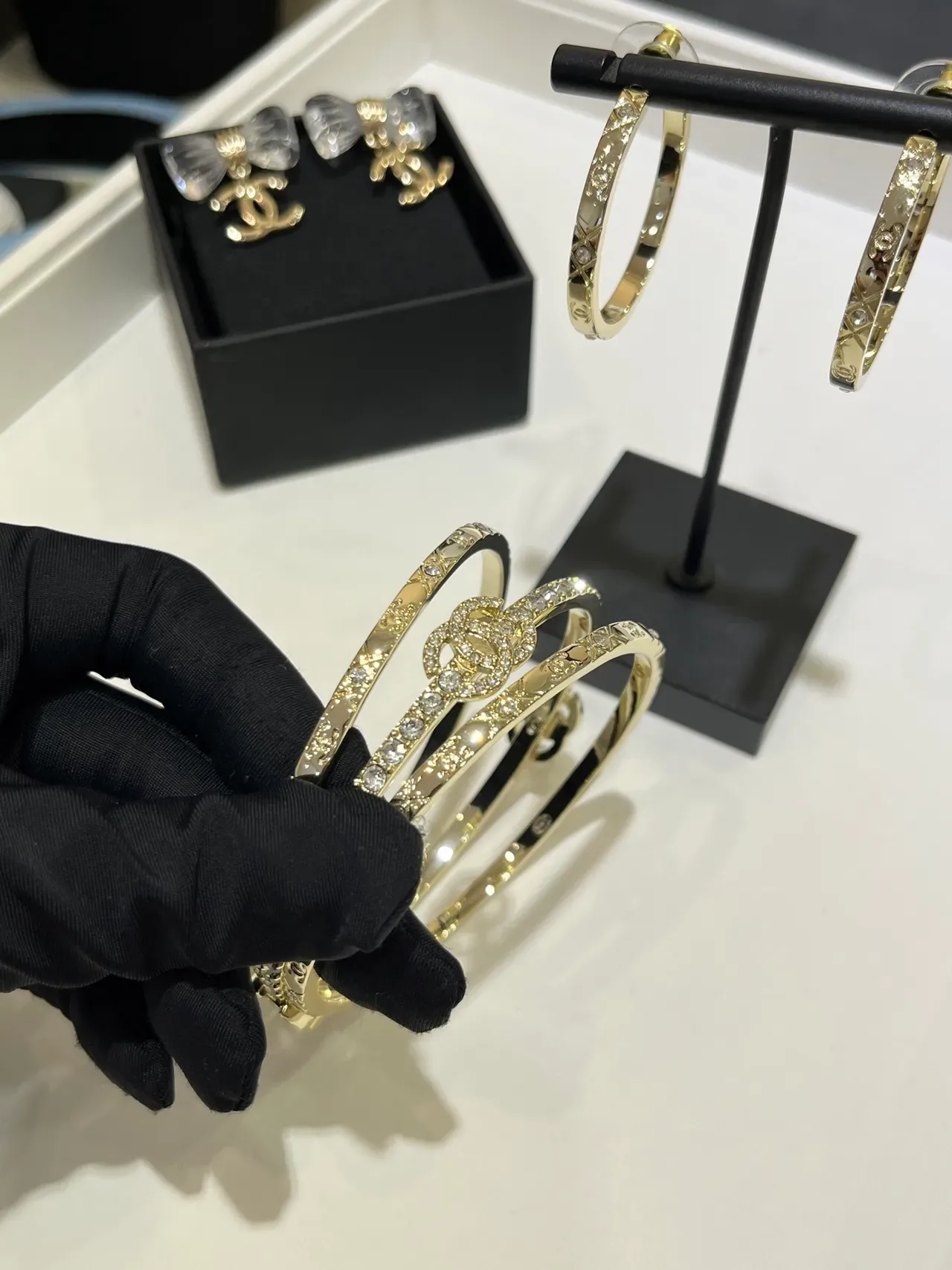 Chanel Coco Crush Gold Transparent Crystal-Embellished Bracelet 7