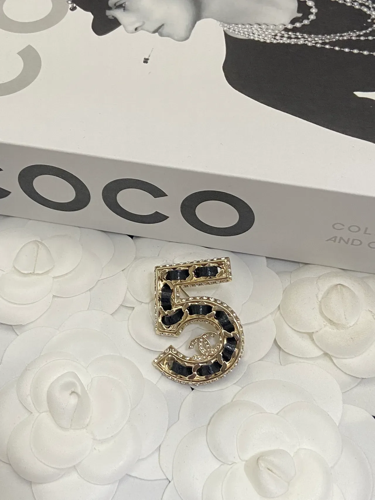 Chanel Coco Neige '5' Collection सादा सोना मुक्तो स्ट्रैंड CC लोगो हार 4