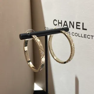 Chanel أقراط ذهبية شفافة حلقية