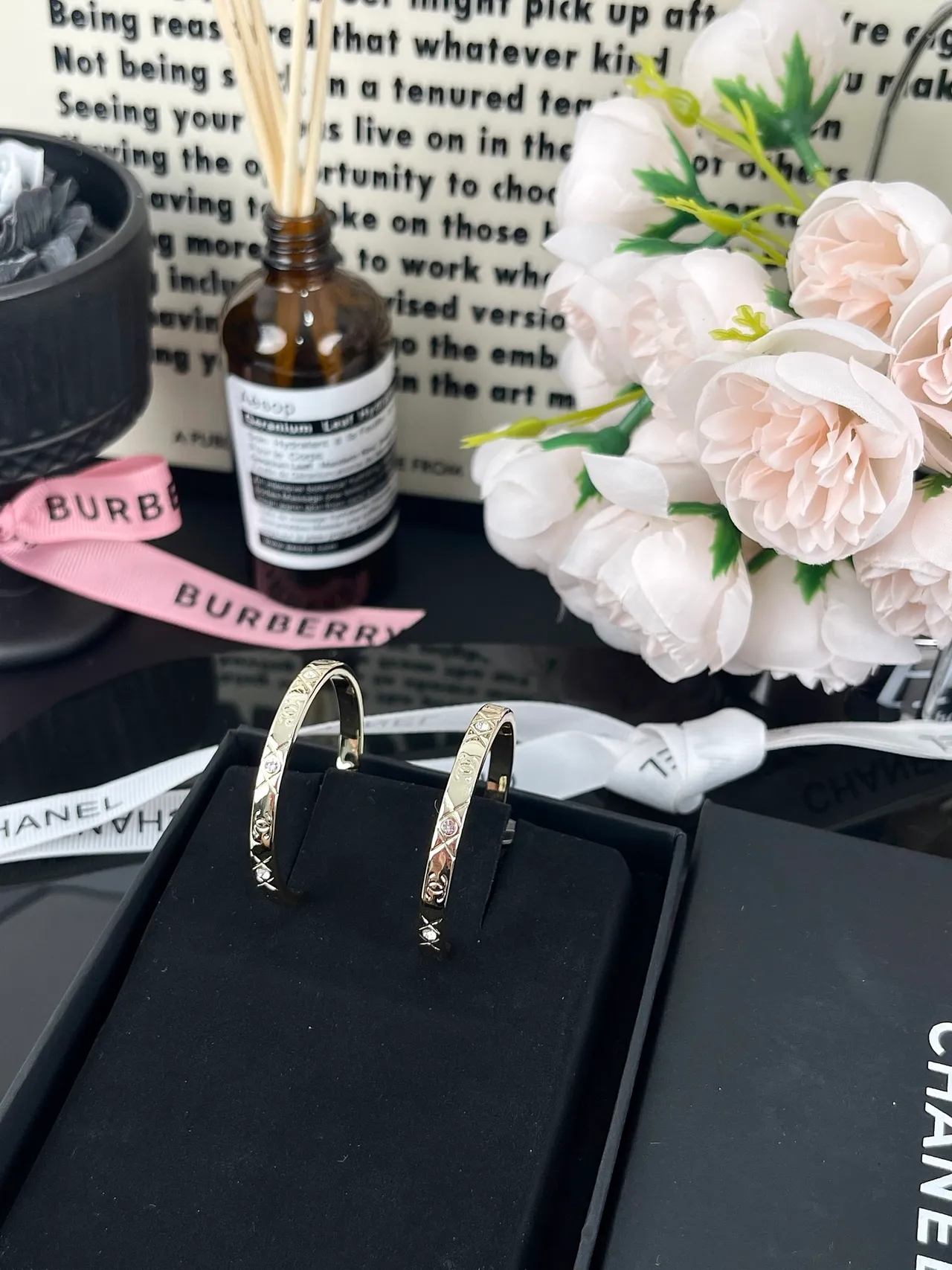 Chanel Gold Transparent Hoop Earrings 10