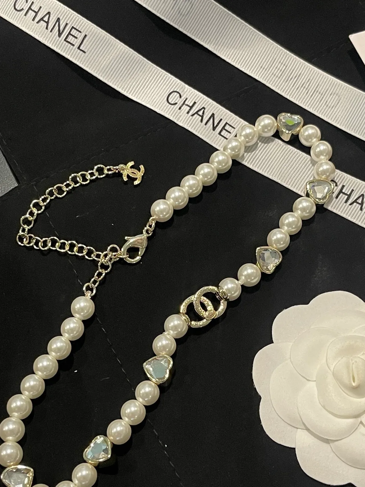 Chanel Pearl and Crystal CC Logo Necklace 2