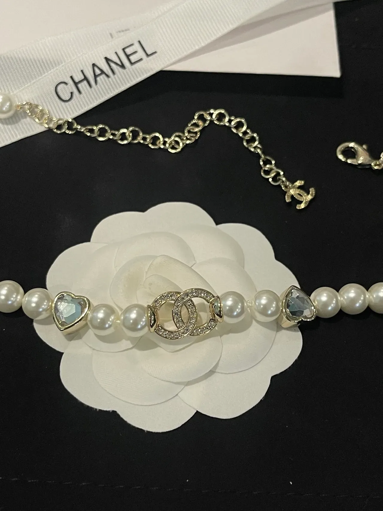 Chanel Pearl and Crystal CC Logo Necklace 5