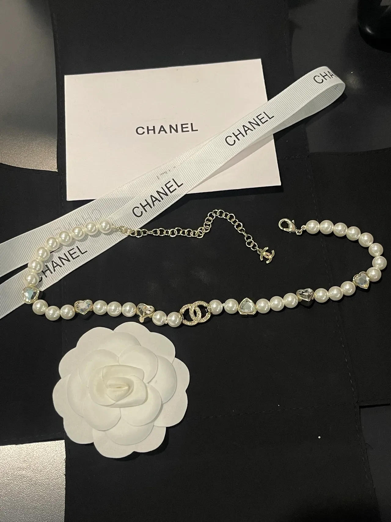 Chanel Pearl and Crystal CC Logo Necklace 6