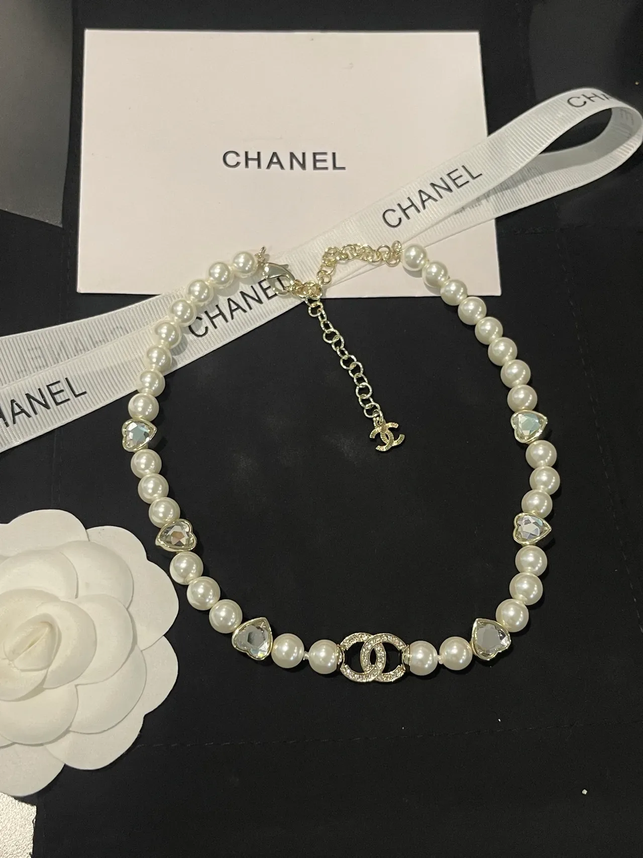 Chanel Pearl and Crystal CC Logo Necklace 7