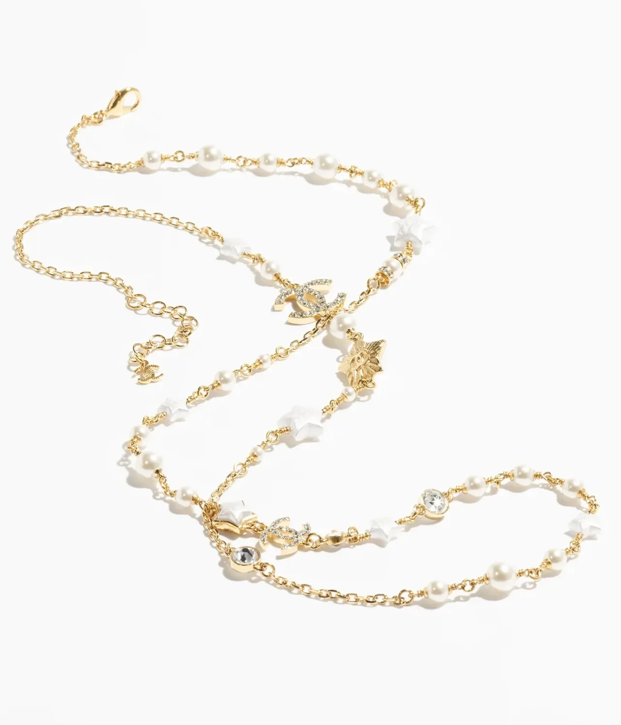 Collar Chanel Perlas y Estrella Charm en tono oro 9