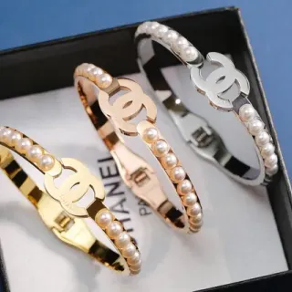 Chanel Perle CC Bracelet Or Argent Fermeture Logo Interlocking