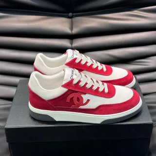 Chanel Sneaker Red and White Suede Leather Lifestyle Sneakers