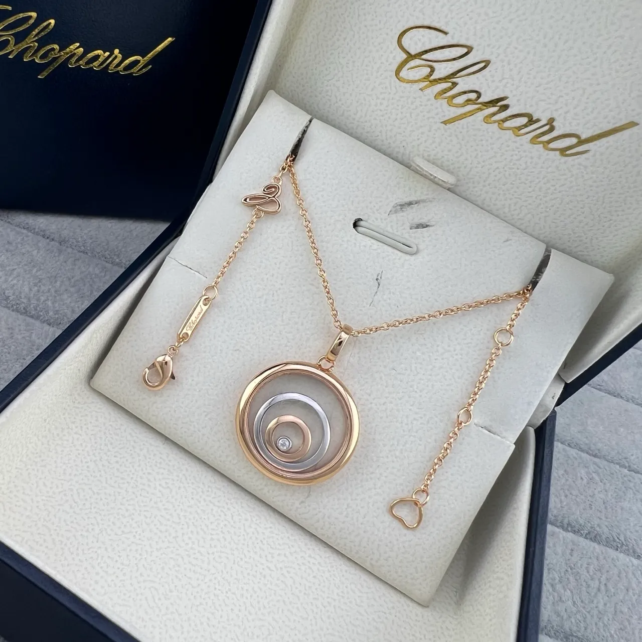 Chopard Oro Plata Discos Concéntricos Giratorios De Dos Tonos Collar 4