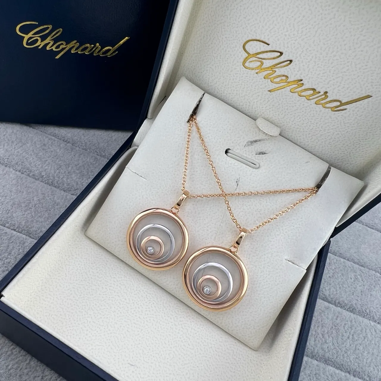 Chopard Oro Plata Discos Concéntricos Giratorios De Dos Tonos Collar 5