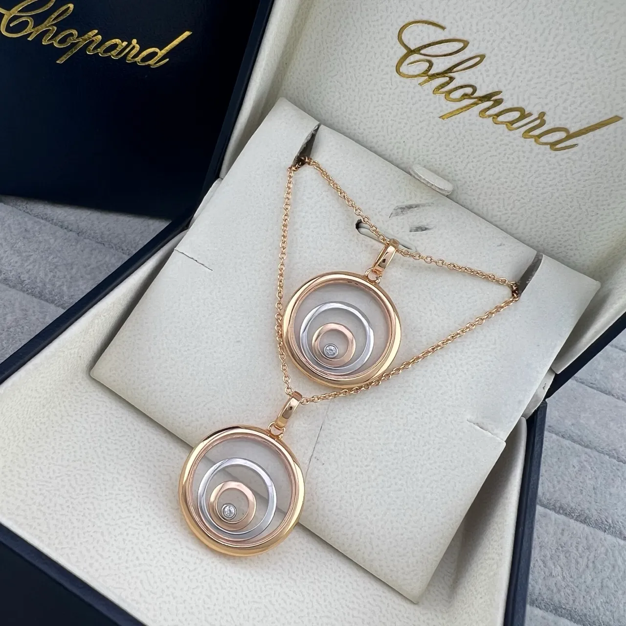 Chopard Oro Plata Discos Concéntricos Giratorios De Dos Tonos Collar 6