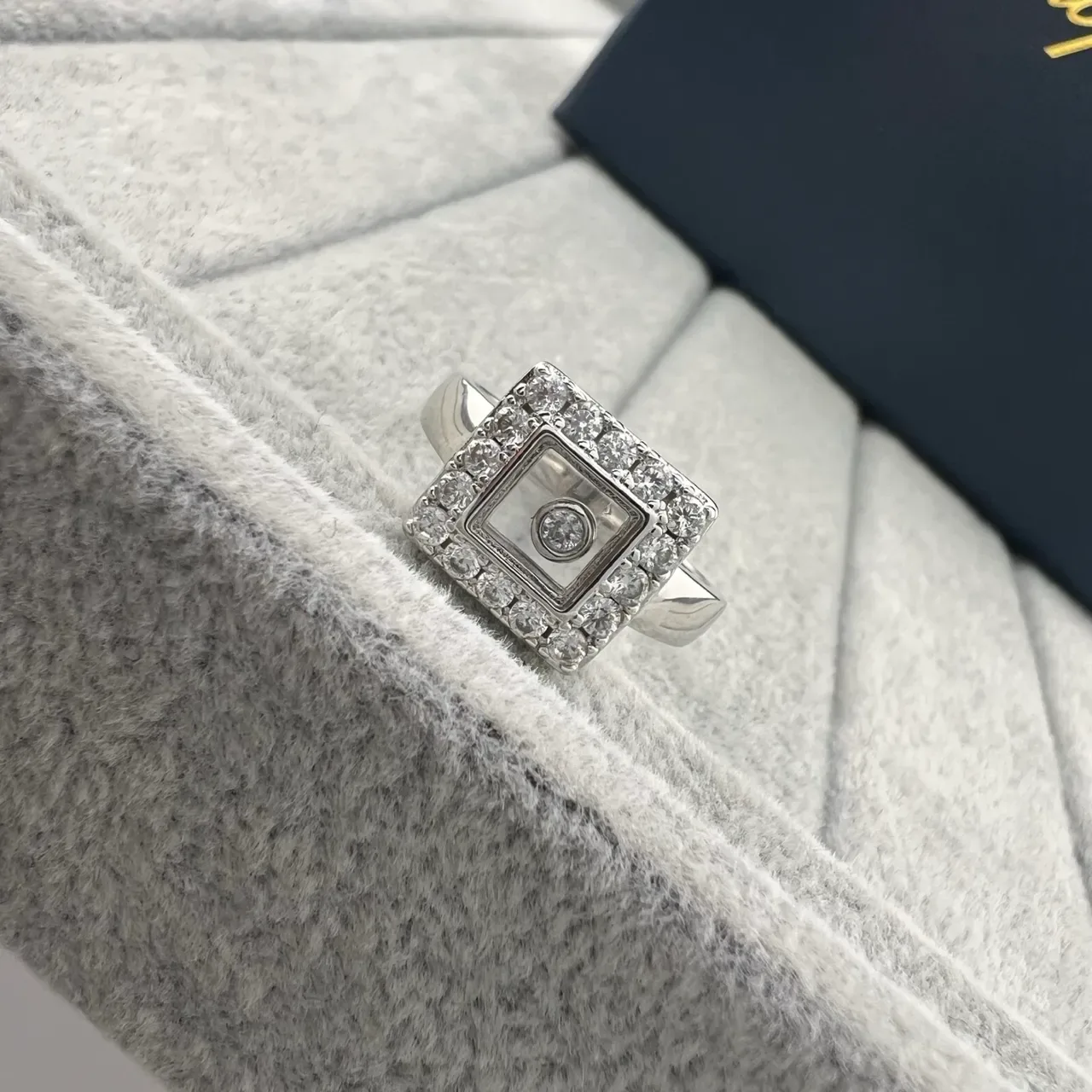 Chopard Happy Diamonds مربع Pavé خاتم الماس 2