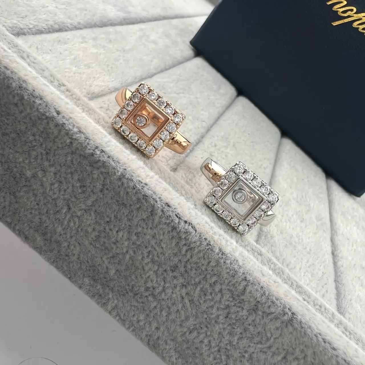 Chopard Happy Diamonds مربع Pavé خاتم الماس 4