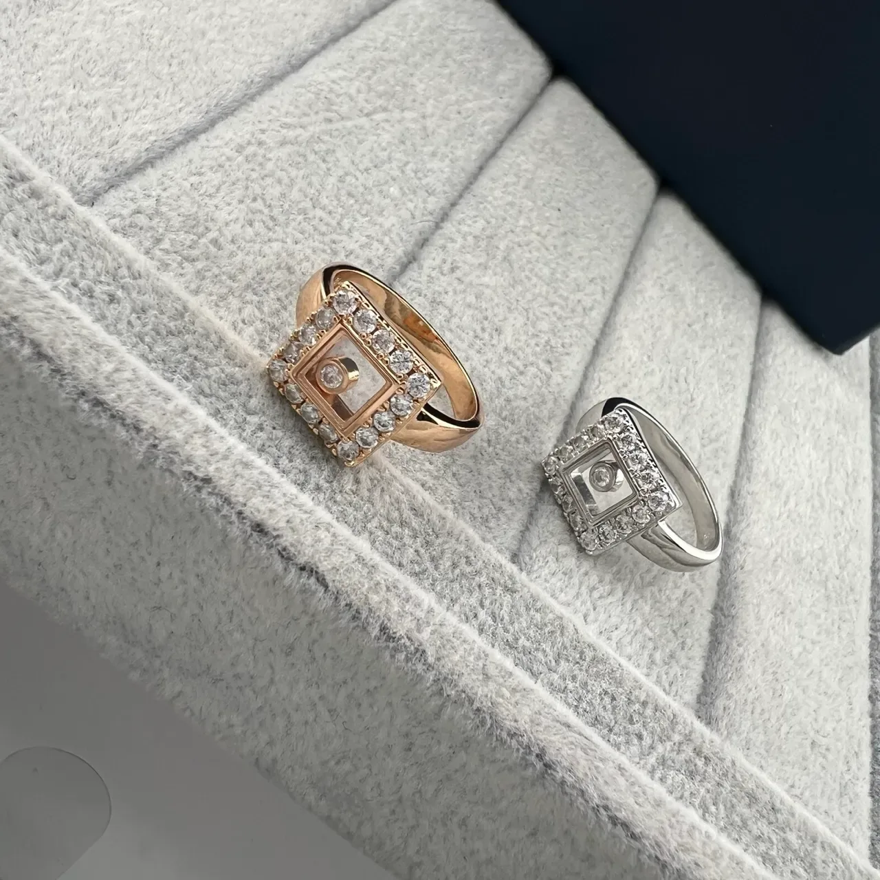 Chopard Happy Diamonds مربع Pavé خاتم الماس 5
