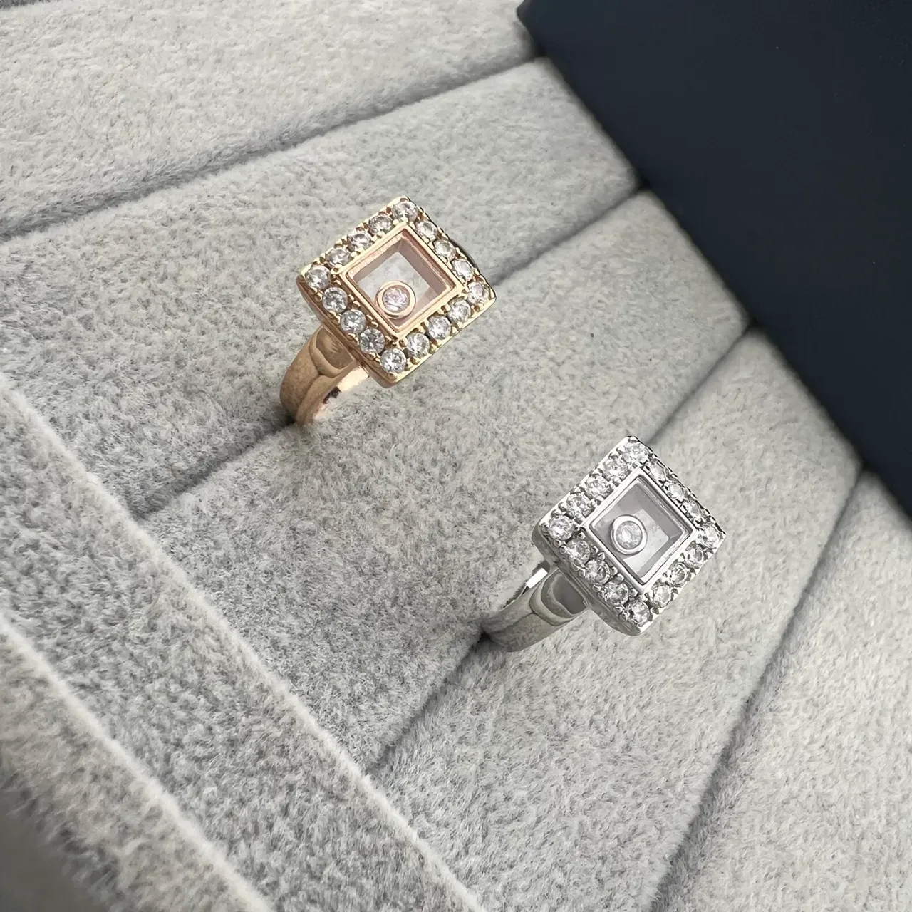 Chopard Happy Diamonds مربع Pavé خاتم الماس 6