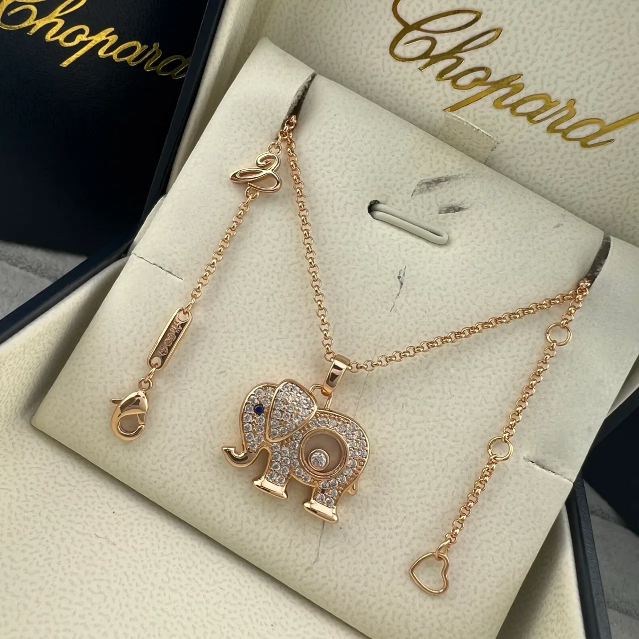 Chopard Happy Elephant Pavé Diamond Pendant Necklace 5