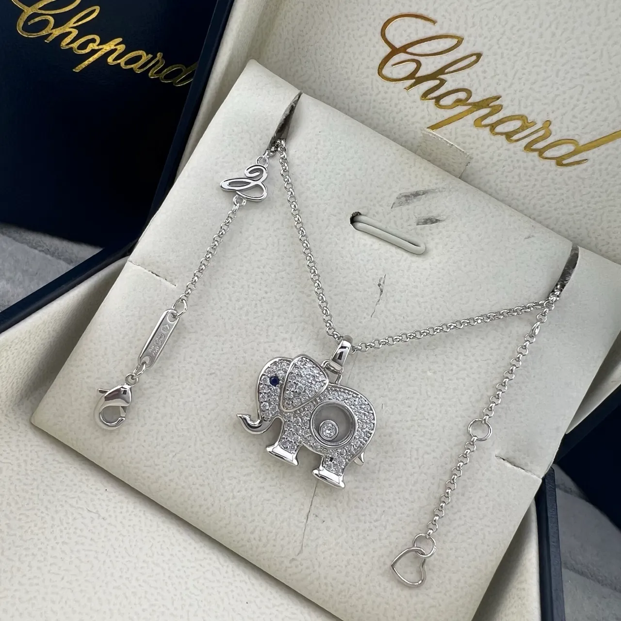 Chopard Happy Elephant Pavé Diamond Pendant Necklace 6