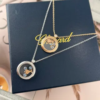 Chopard Happy Fish Black Gold Rotating Locket Pendant Motif Necklace