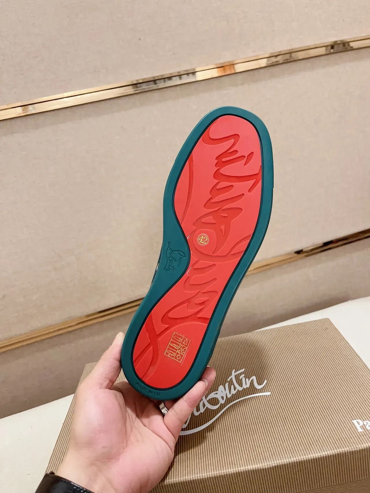 Christian Louboutin স্পাইকড টো স্নিকার নীল রূপালী টিল সুয়েড ক্যাপ লাইফস্টাইল স্নিকার 2