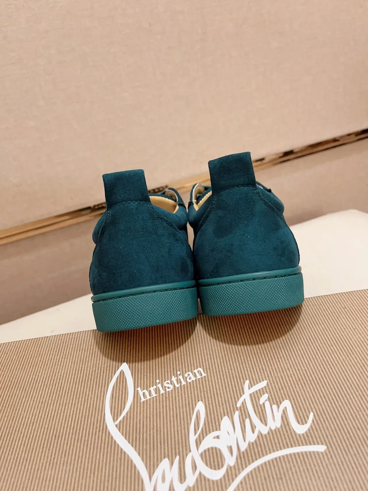 Christian Louboutin স্পাইকড টো স্নিকার নীল রূপালী টিল সুয়েড ক্যাপ লাইফস্টাইল স্নিকার 3