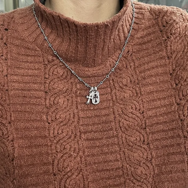 Chrome Hearts Cruz y Placa de Perro Pavé Collar 2