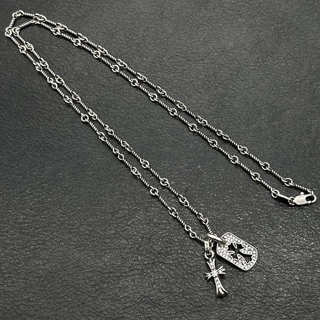 Chrome Hearts Cruz y Placa de Perro Pavé Collar 7
