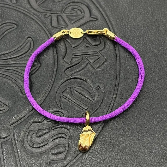 Chrome Hearts Cross and Sword Cord Bracelet 红黑 编织 金色五金手链 2
