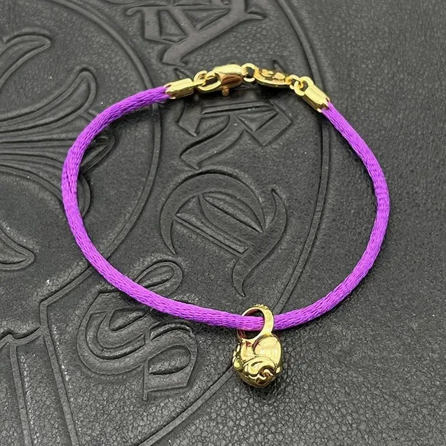 Chrome Hearts Cross and Sword Cord Bracelet 红黑 编织 金色五金手链 3
