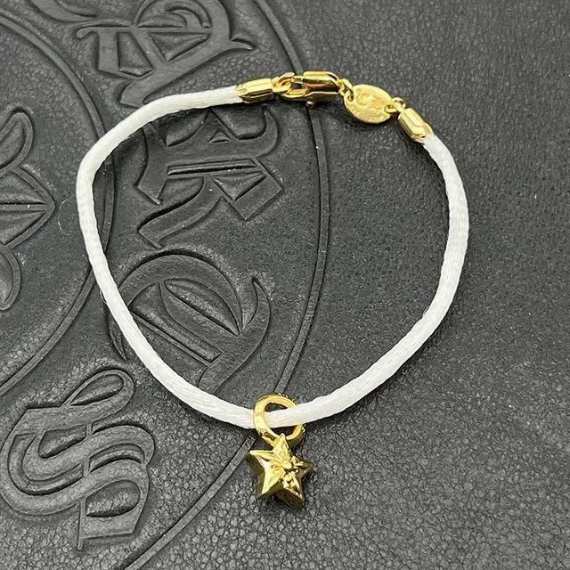 Chrome Hearts Cross and Sword Cord Bracelet 红黑 编织 金色五金手链 4