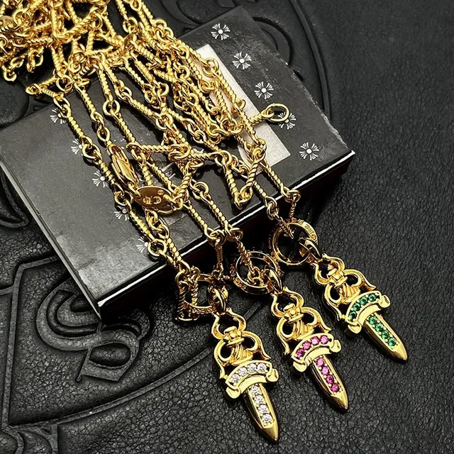 Chrome Hearts ক্রস খঞ্জর তলোয়ার পেন্ডেন্ট হার 8