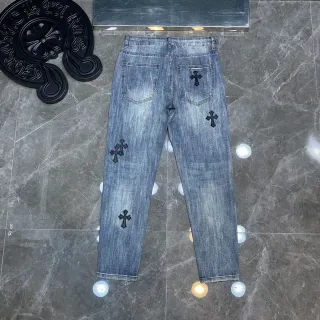 Chrome Hearts Cross Embroidered Medium Wash Slim Jeans