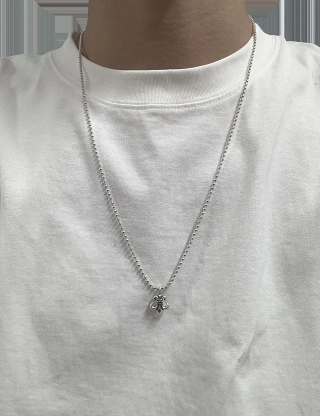 Chrome Hearts Croix Fleur de Lis Collier Argenté 2