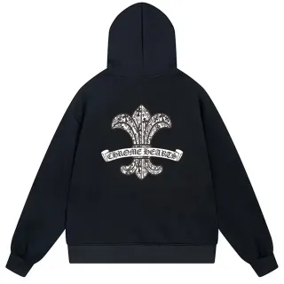 Chrome Hearts Fleur-de-Lis Graphic Black Zip-Up Hoodie