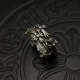 Chrome Hearts Floral Cross Oxidized Silver Ring