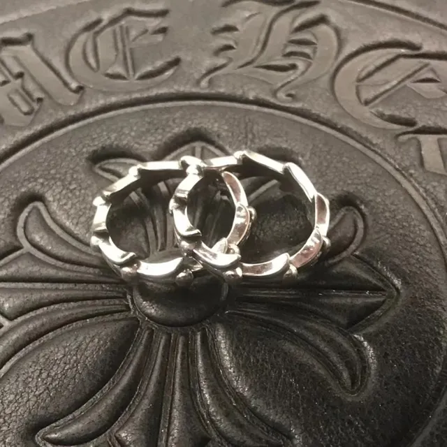 Chrome Hearts Gothic Leaf Ring Silver Black Ornamental Ring 5