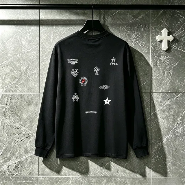Chrome Hearts Multi-Logo Embroidered Black Crewneck Sweater 8