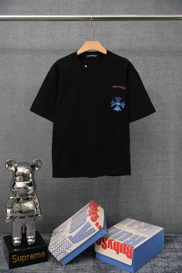 Chrome Hearts पॉकेट कढ़ाई फूल लोगो सफ़ेद टी-शर्ट 3