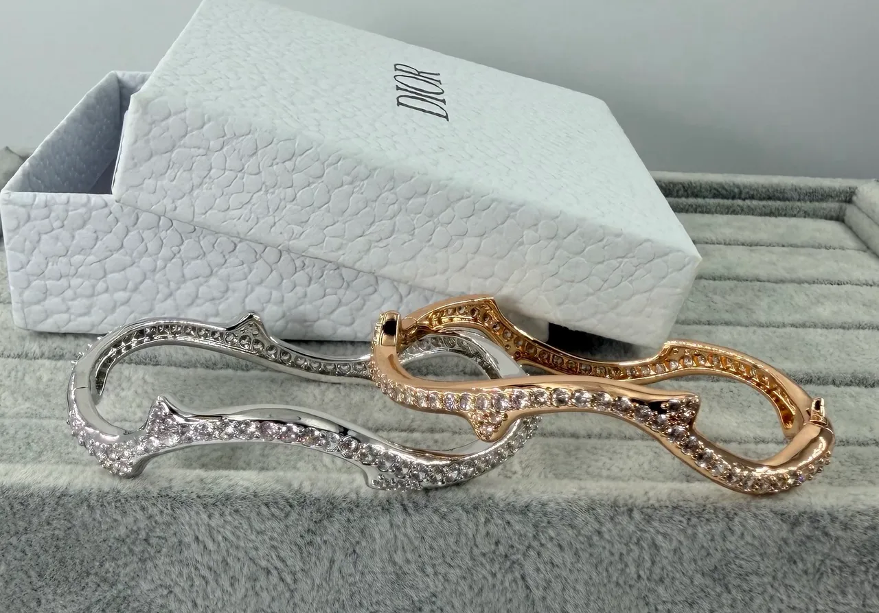 Dior Asymmetrical Pavé Crystal Openwork Bracelets 3