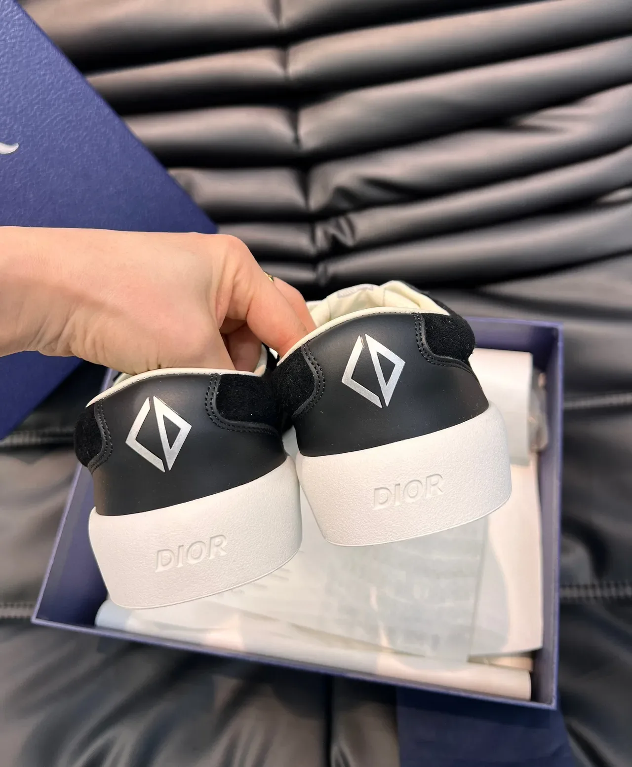 Dior B22 Black White Suede Upper Laces Lifestyle Sneakers 6