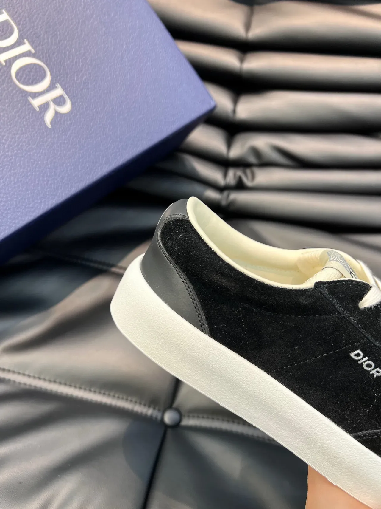 Dior B22 Black White Suede Upper Laces Lifestyle Sneakers 8