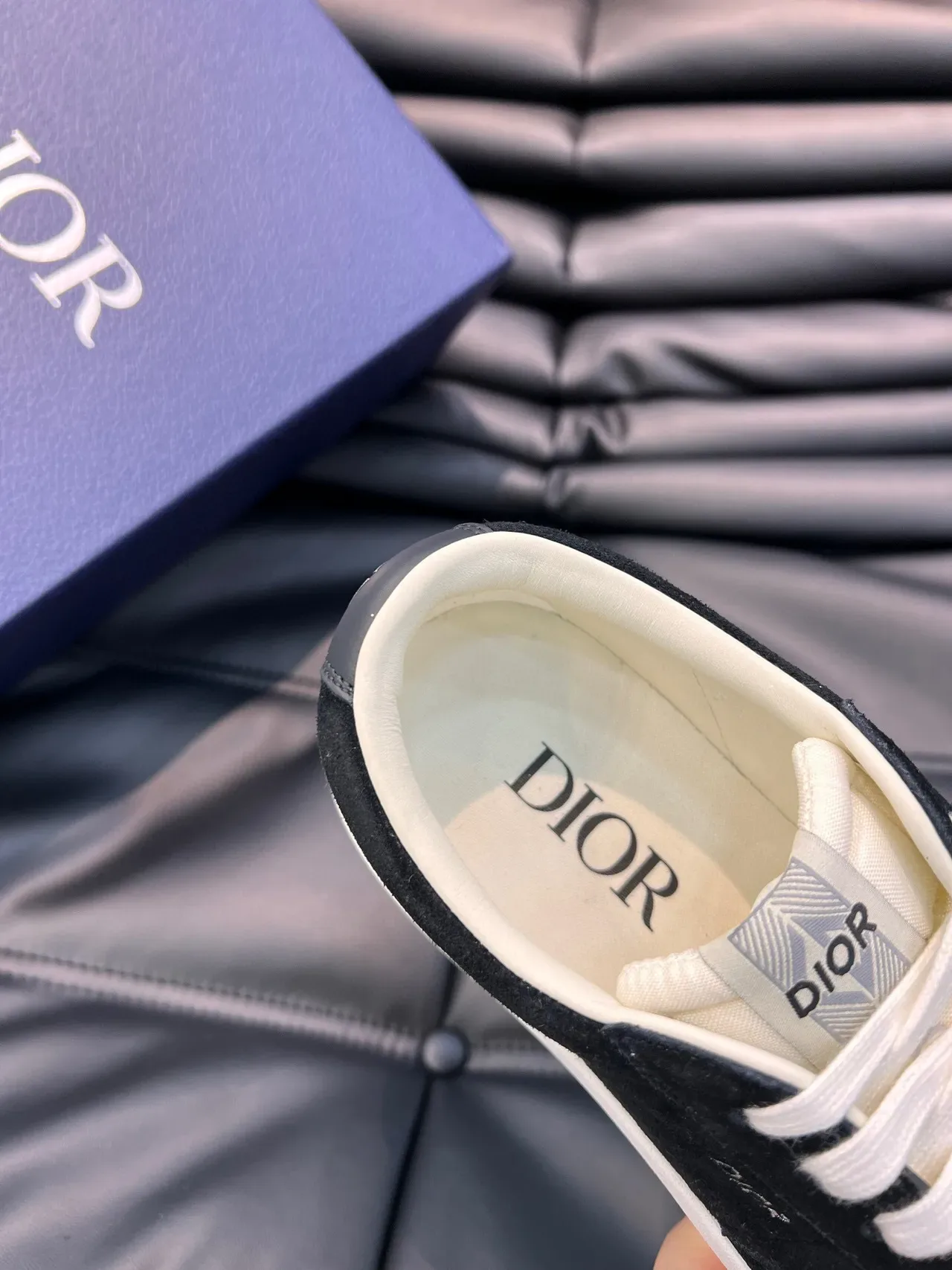 Dior B22 Black White Suede Upper Laces Lifestyle Sneakers 9