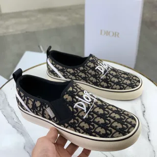 Dior B23 بيج أسود مونوجرام قماش تطريز سكريبت لوفر