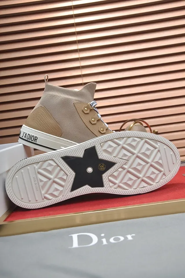 Dior B23 Beige Knit High-Top Lifestyle Sneakers 2
