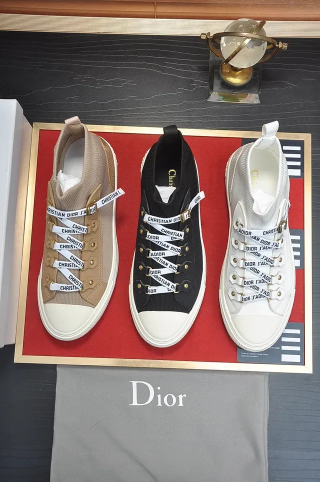 Dior B23 Beige Knit High-Top Lifestyle Sneakers 3