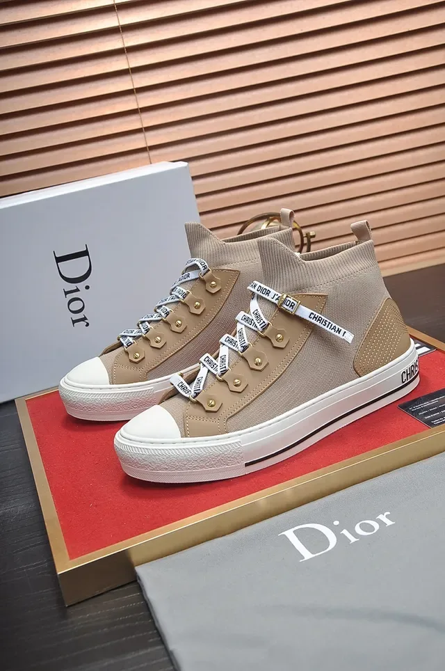 Dior B23 Beige Knit High-Top Lifestyle Sneakers 4